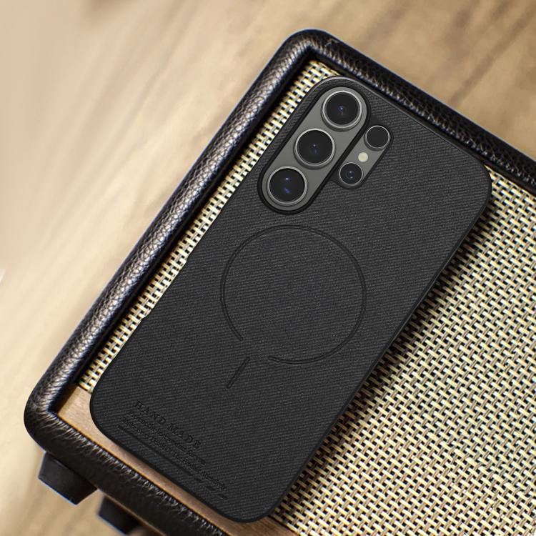 For Galaxy S26 Ultra 5G Fabric Magnetic PU Back Cover Phone Case
