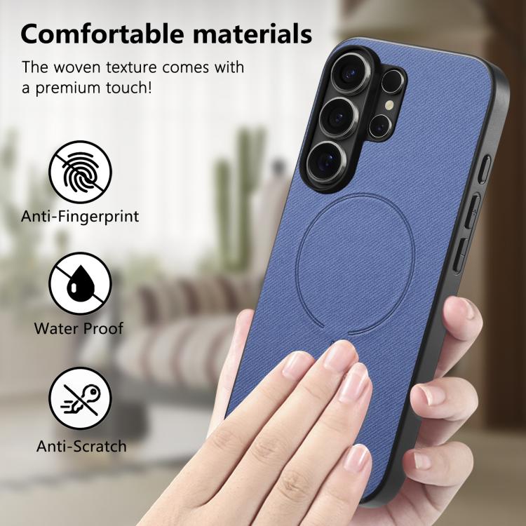 For Galaxy S26 Ultra 5G Fabric Magnetic PU Back Cover Phone Case