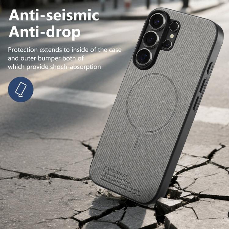 For Galaxy S26 Ultra 5G Fabric Magnetic PU Back Cover Phone Case
