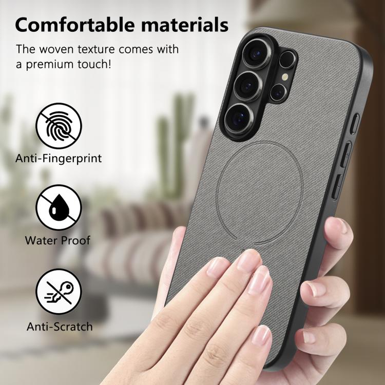 For Galaxy S26 Ultra 5G Fabric Magnetic PU Back Cover Phone Case