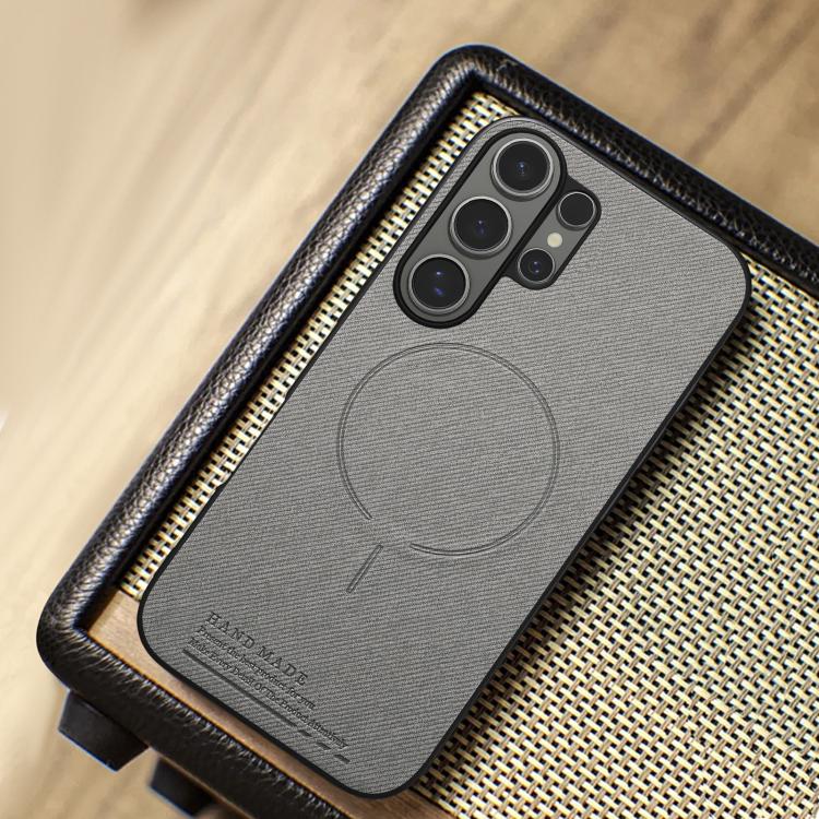 For Galaxy S26 Ultra 5G Fabric Magnetic PU Back Cover Phone Case