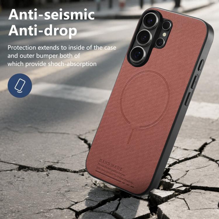 For Galaxy S26 Ultra 5G Fabric Magnetic PU Back Cover Phone Case