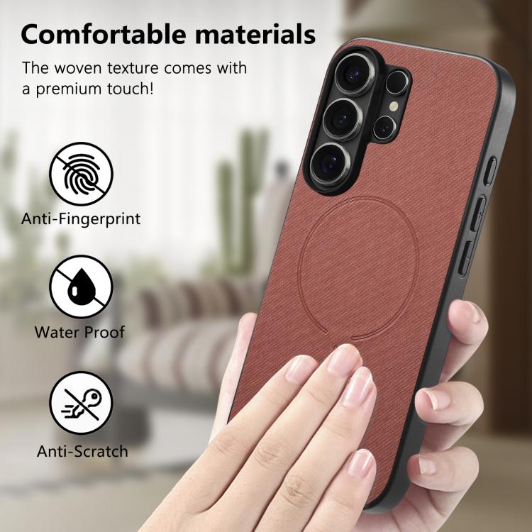 For Galaxy S26 Ultra 5G Fabric Magnetic PU Back Cover Phone Case