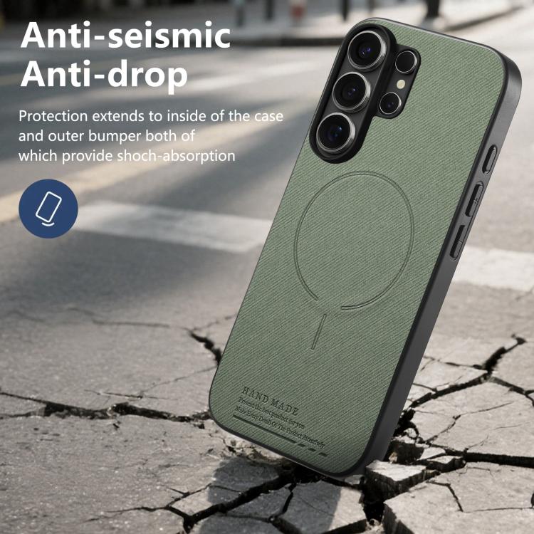 For Galaxy S26 Ultra 5G Fabric Magnetic PU Back Cover Phone Case