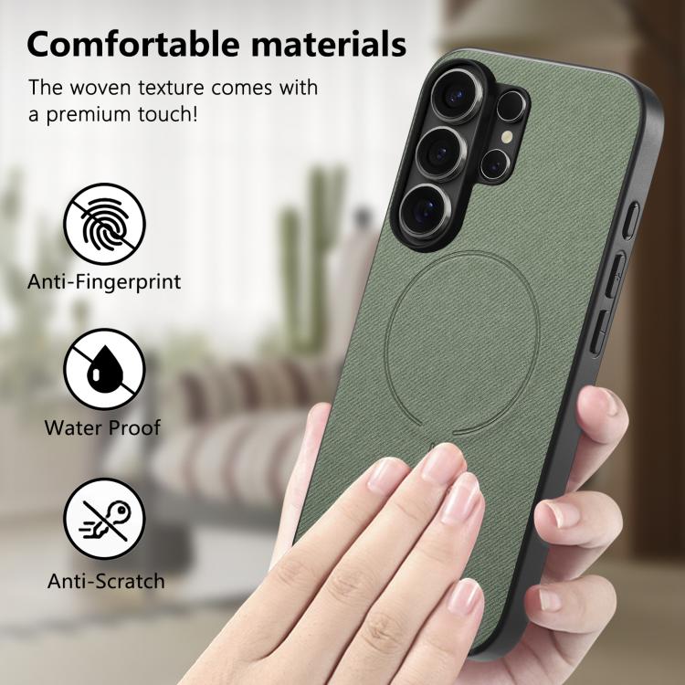 For Galaxy S26 Ultra 5G Fabric Magnetic PU Back Cover Phone Case