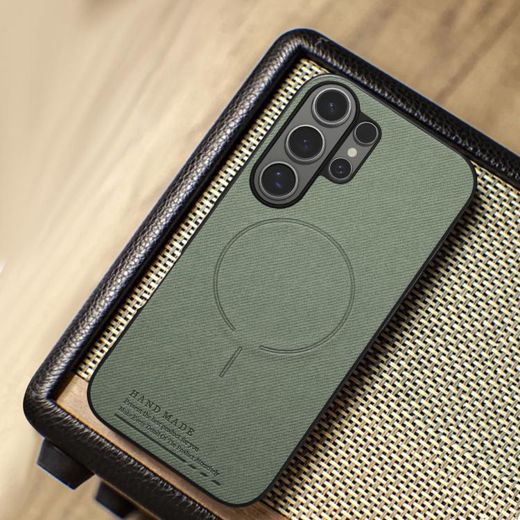 For Galaxy S26 Ultra 5G Fabric Magnetic PU Back Cover Phone Case