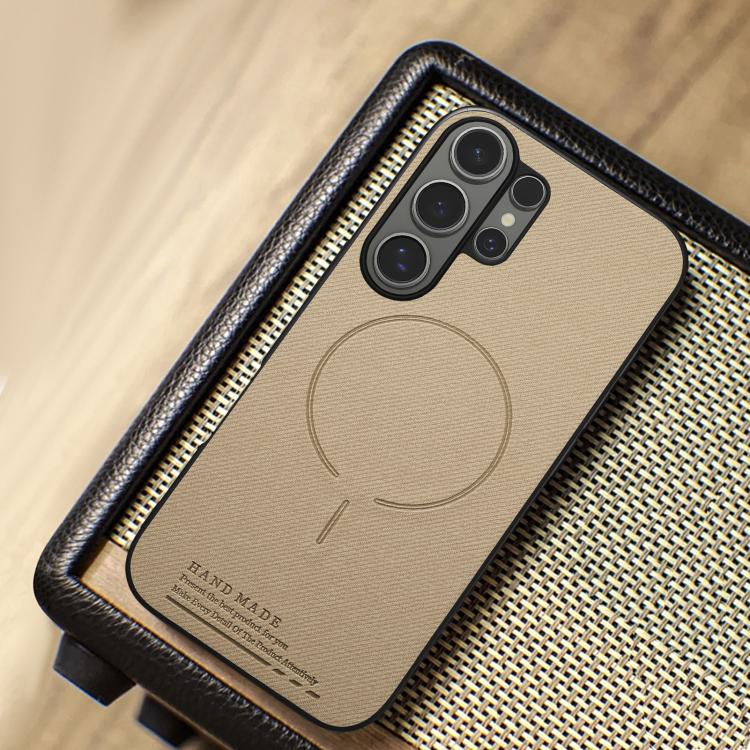 For Galaxy S26 Ultra 5G Fabric Magnetic PU Back Cover Phone Case