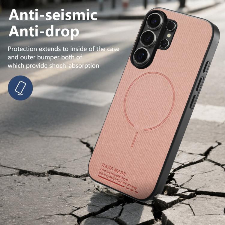 For Galaxy S26 Ultra 5G Fabric Magnetic PU Back Cover Phone Case