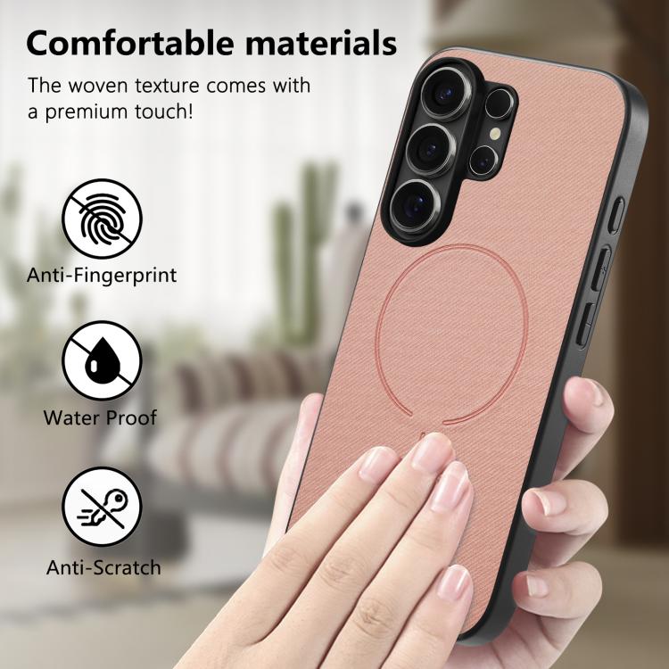 For Galaxy S26 Ultra 5G Fabric Magnetic PU Back Cover Phone Case