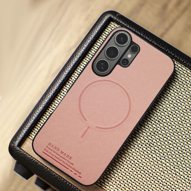 For Galaxy S26 Ultra 5G Fabric Magnetic PU Back Cover Phone Case