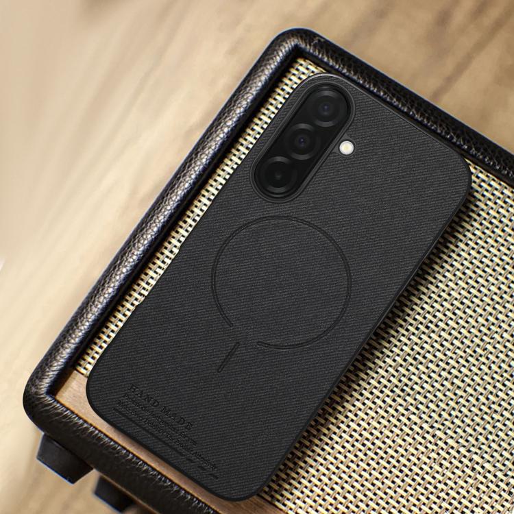 For Galaxy S25 5G Fabric Magnetic PU Back Cover Phone Case