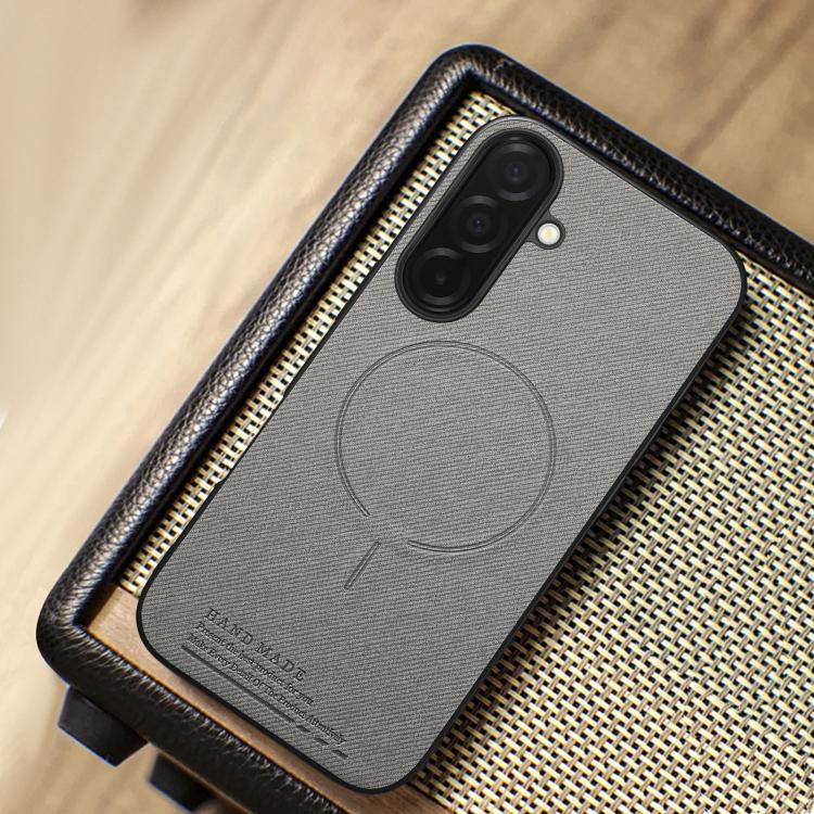 For Galaxy S25 5G Fabric Magnetic PU Back Cover Phone Case