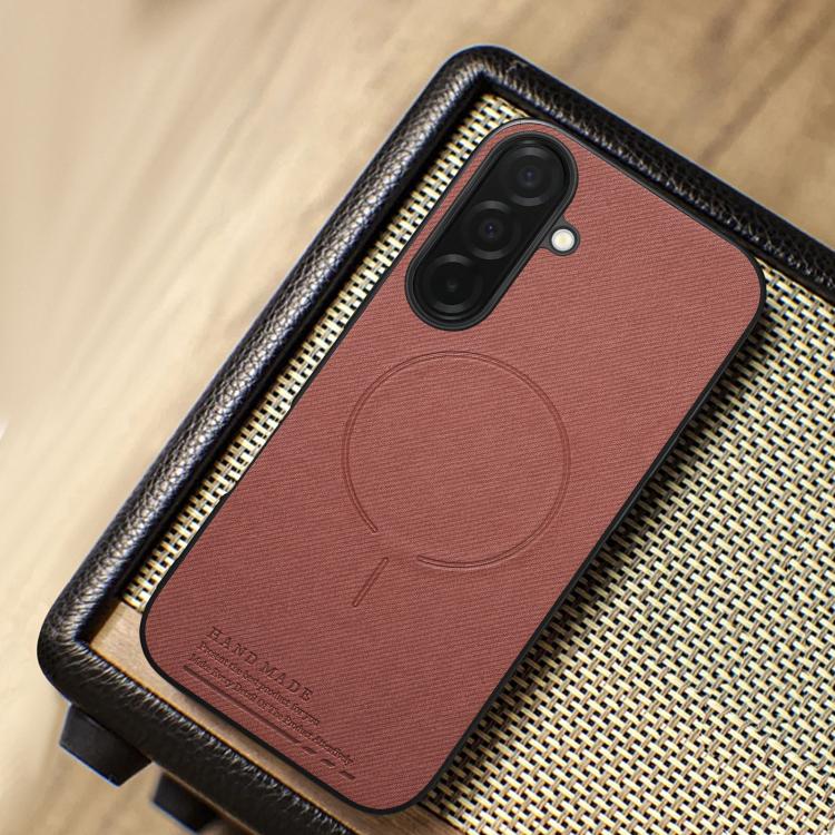 For Galaxy S25 5G Fabric Magnetic PU Back Cover Phone Case