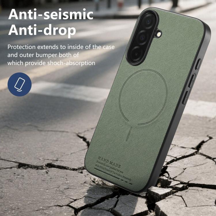 For Galaxy S25 5G Fabric Magnetic PU Back Cover Phone Case