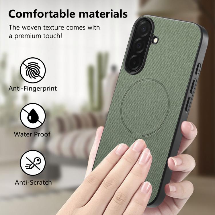 For Galaxy S25 5G Fabric Magnetic PU Back Cover Phone Case