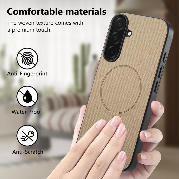 For Galaxy S25 5G Fabric Magnetic PU Back Cover Phone Case