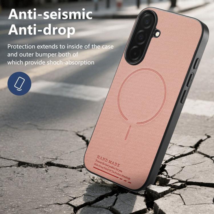 For Galaxy S25 5G Fabric Magnetic PU Back Cover Phone Case