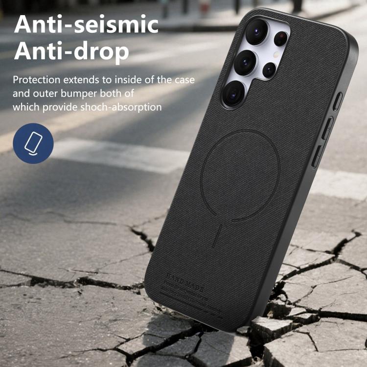 For Galaxy S25 Ultra 5G Fabric Magnetic PU Back Cover Phone Case
