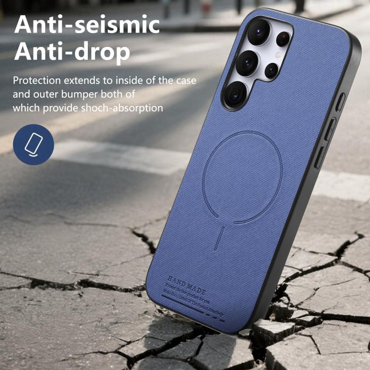 For Galaxy S25 Ultra 5G Fabric Magnetic PU Back Cover Phone Case