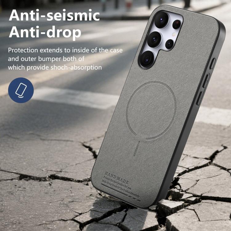 For Galaxy S25 Ultra 5G Fabric Magnetic PU Back Cover Phone Case