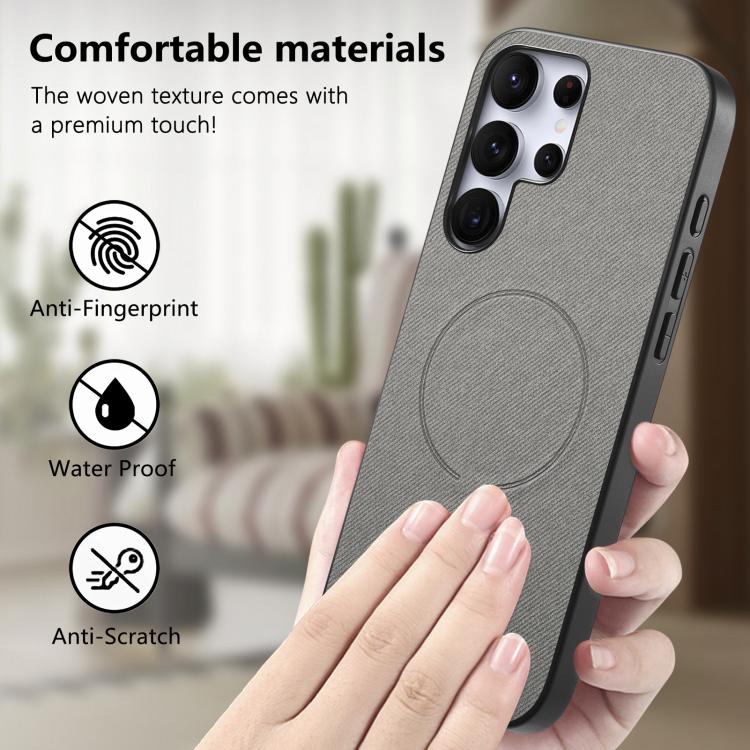 For Galaxy S25 Ultra 5G Fabric Magnetic PU Back Cover Phone Case