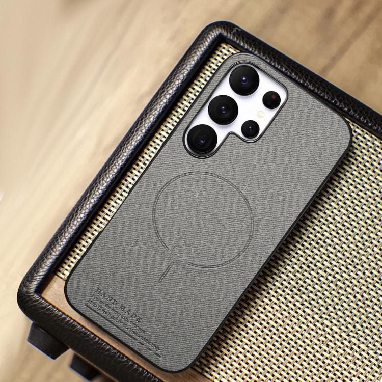 For Galaxy S25 Ultra 5G Fabric Magnetic PU Back Cover Phone Case
