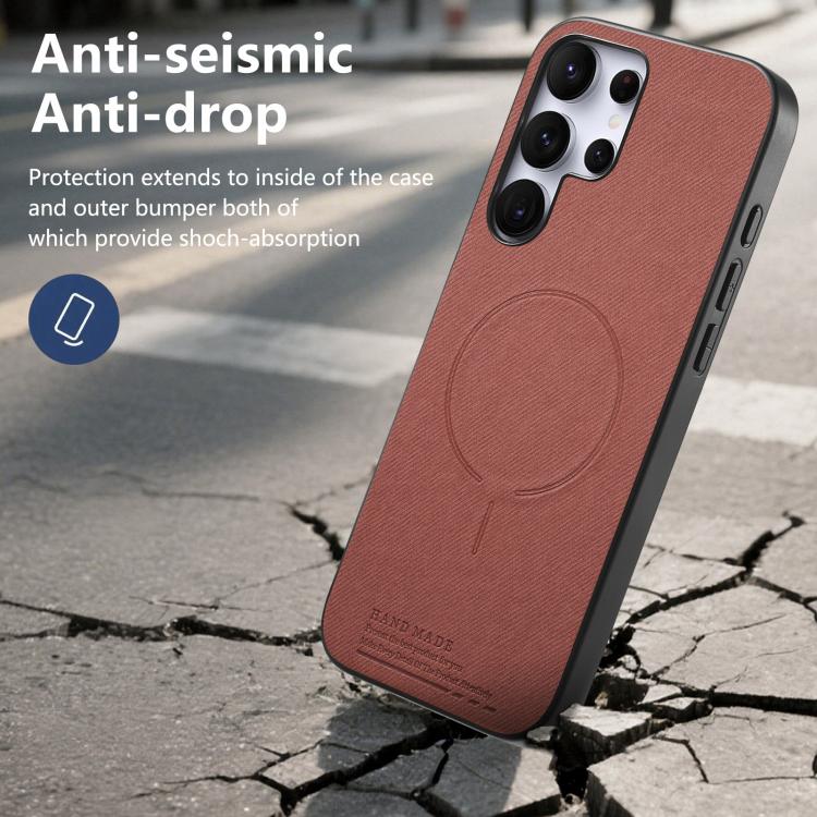 For Galaxy S25 Ultra 5G Fabric Magnetic PU Back Cover Phone Case