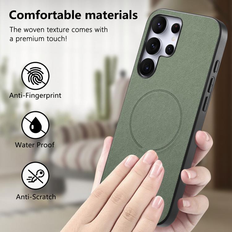 For Galaxy S25 Ultra 5G Fabric Magnetic PU Back Cover Phone Case