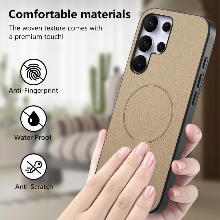 For Galaxy S25 Ultra 5G Fabric Magnetic PU Back Cover Phone Case