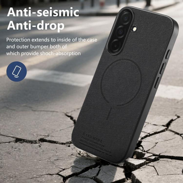 For Galaxy S24+ 5G Fabric Magnetic PU Back Cover Phone Case