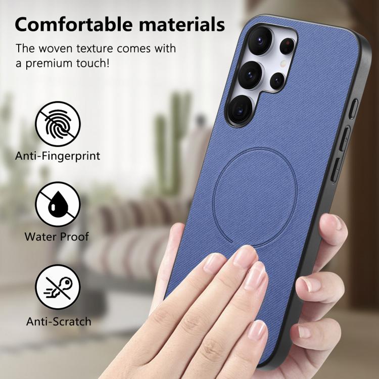For Galaxy S24 Ultra 5G Fabric Magnetic PU Back Cover Phone Case