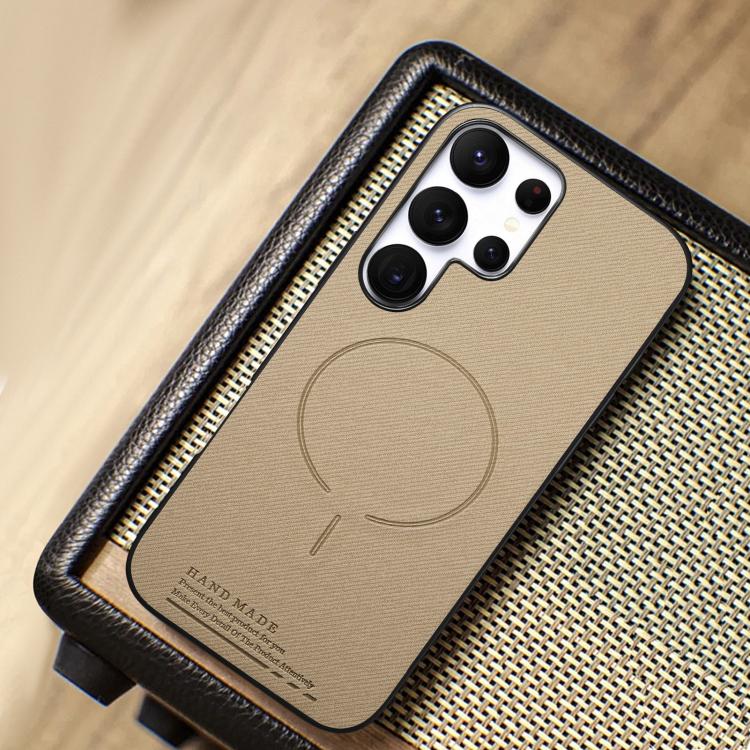 For Galaxy S24 Ultra 5G Fabric Magnetic PU Back Cover Phone Case