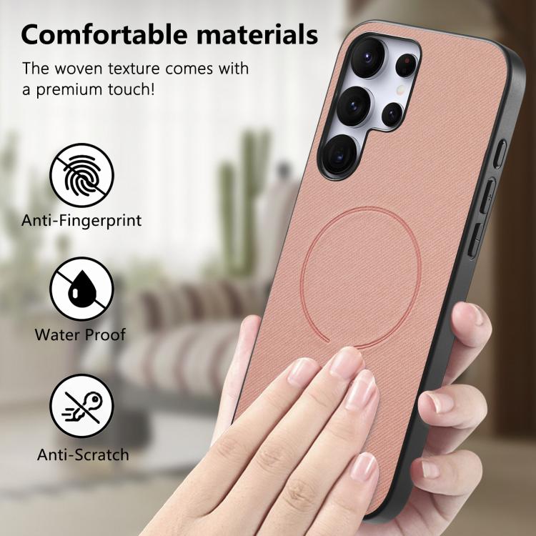 For Galaxy S24 Ultra 5G Fabric Magnetic PU Back Cover Phone Case