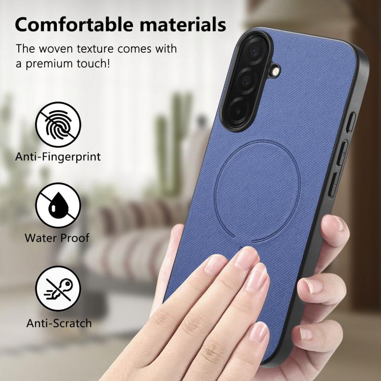 For Galaxy S23+ 5G Fabric Magnetic PU Back Cover Phone Case