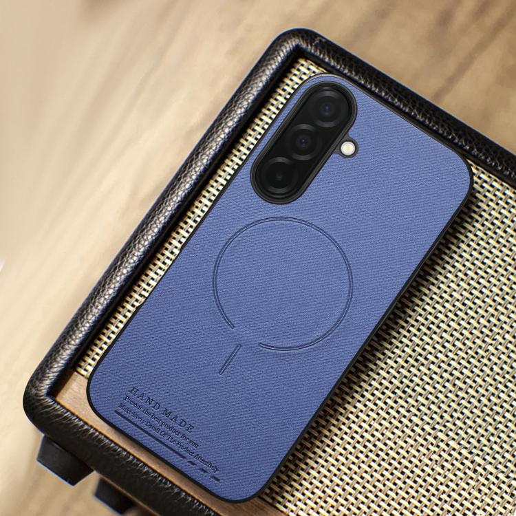 For Galaxy S23+ 5G Fabric Magnetic PU Back Cover Phone Case