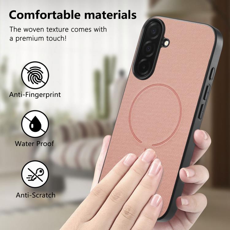 For Galaxy S23+ 5G Fabric Magnetic PU Back Cover Phone Case