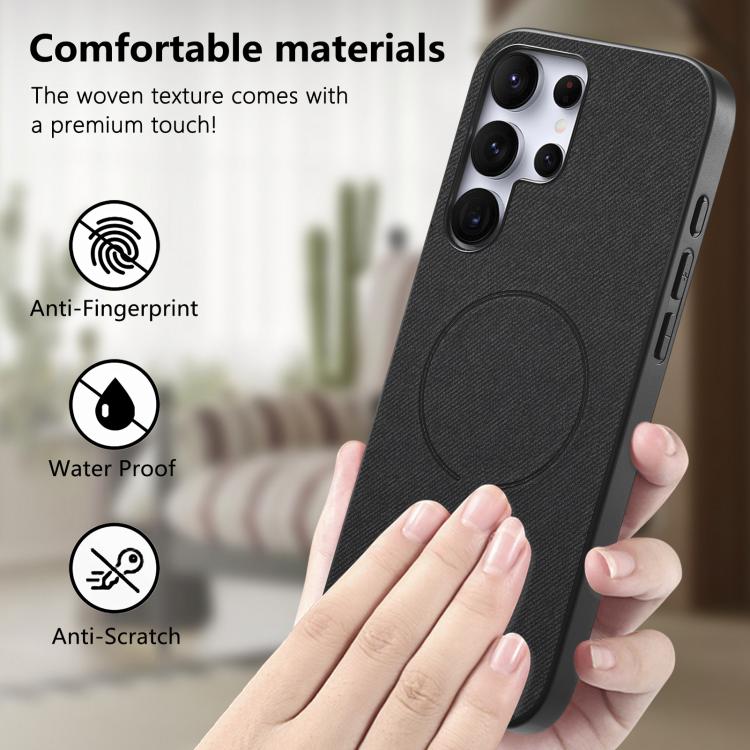 For Galaxy S23 Ultra 5G Fabric Magnetic PU Back Cover Phone Case