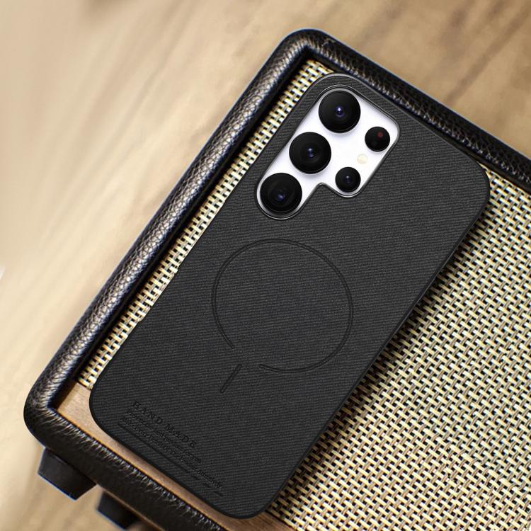 For Galaxy S23 Ultra 5G Fabric Magnetic PU Back Cover Phone Case