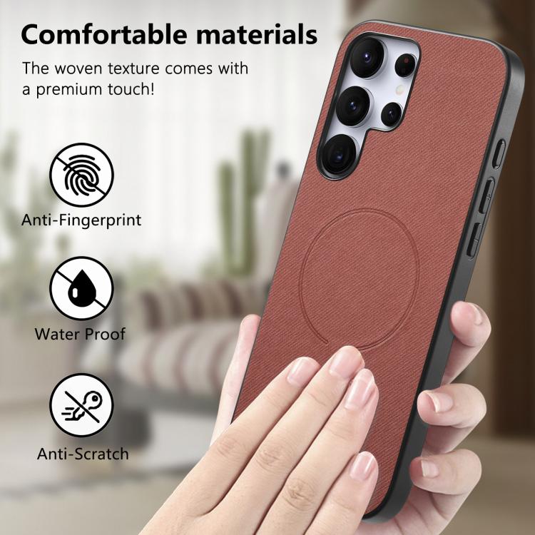 For Galaxy S23 Ultra 5G Fabric Magnetic PU Back Cover Phone Case
