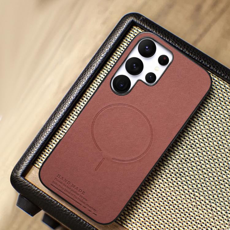 For Galaxy S23 Ultra 5G Fabric Magnetic PU Back Cover Phone Case