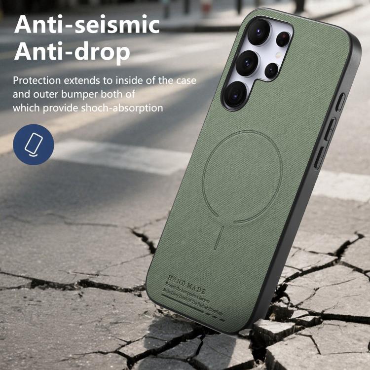 For Galaxy S23 Ultra 5G Fabric Magnetic PU Back Cover Phone Case