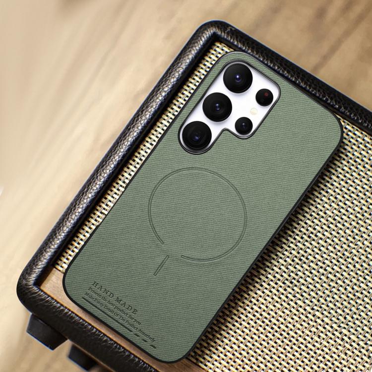 For Galaxy S23 Ultra 5G Fabric Magnetic PU Back Cover Phone Case