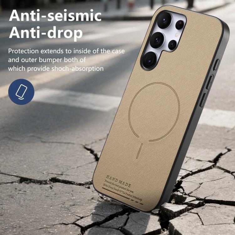 For Galaxy S23 Ultra 5G Fabric Magnetic PU Back Cover Phone Case