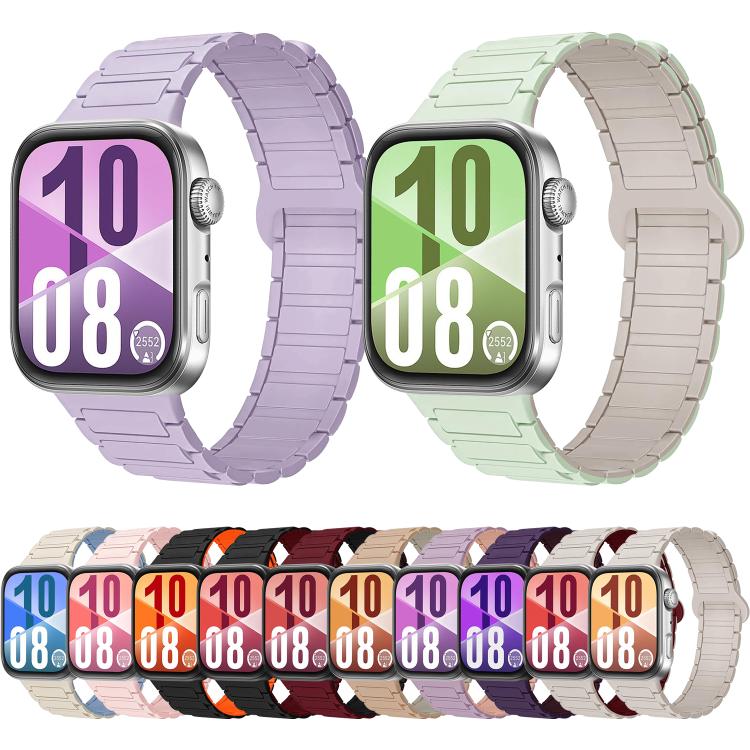 For Huawei Watch Fit 5 / Fit 5 Pro / Fit 4 Three Beads Reverse Buckle Magnetic Silicone Watch Band