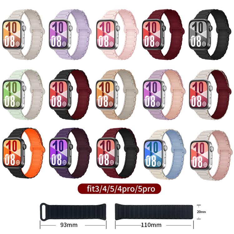 For Huawei Watch Fit 5 / Fit 5 Pro / Fit 4 Three Beads Reverse Buckle Magnetic Silicone Watch Band