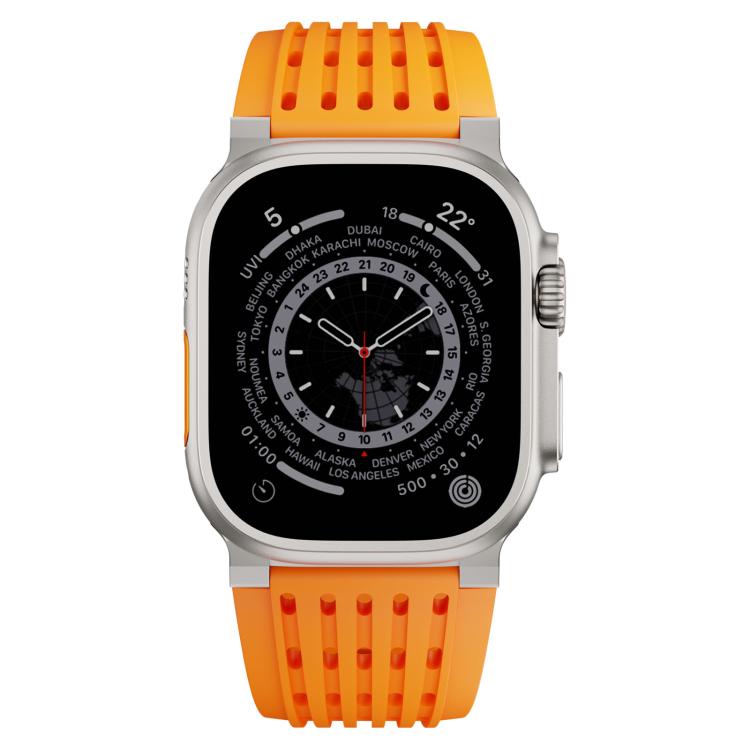 For Apple Watch 46mm / 49mm / 45mm / 44mm Double Ring Stainless Steel Pin Buckle Breathable Silicone Watch Band
