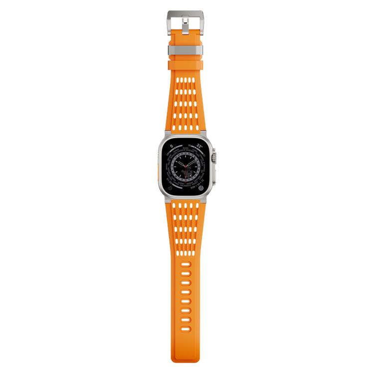 For Apple Watch 46mm / 49mm / 45mm / 44mm Double Ring Stainless Steel Pin Buckle Breathable Silicone Watch Band