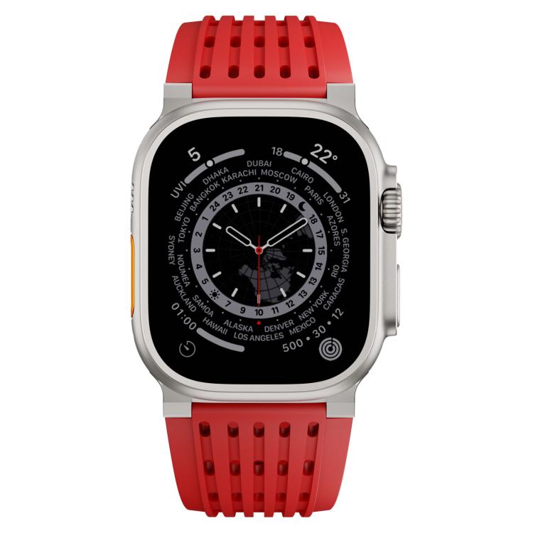 For Apple Watch 46mm / 49mm / 45mm / 44mm Double Ring Stainless Steel Pin Buckle Breathable Silicone Watch Band