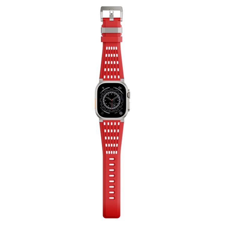 For Apple Watch 46mm / 49mm / 45mm / 44mm Double Ring Stainless Steel Pin Buckle Breathable Silicone Watch Band