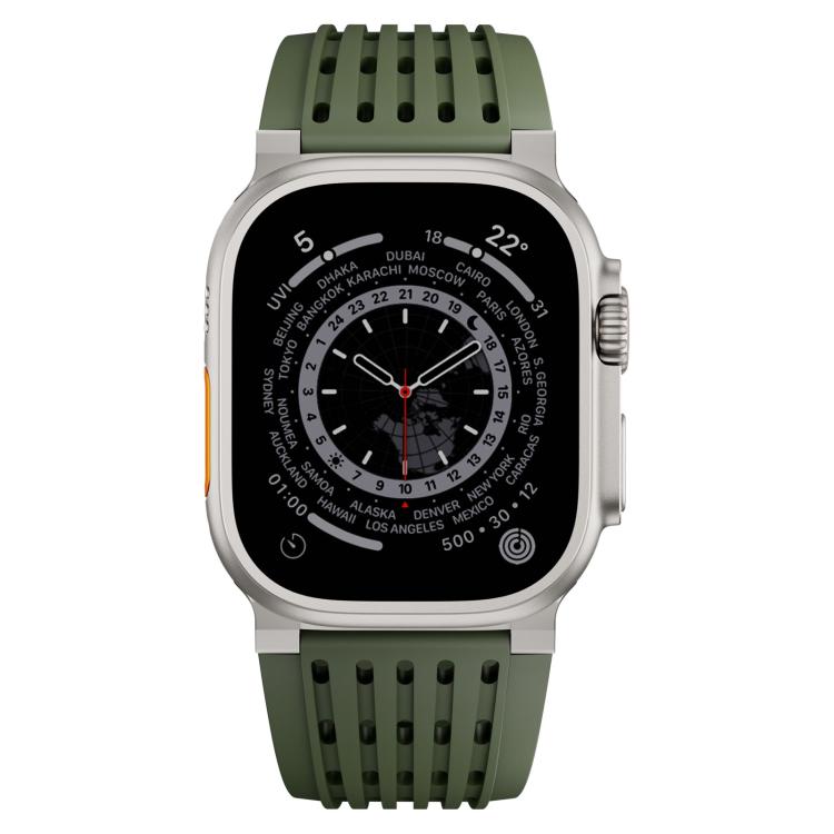 For Apple Watch 46mm / 49mm / 45mm / 44mm Double Ring Stainless Steel Pin Buckle Breathable Silicone Watch Band